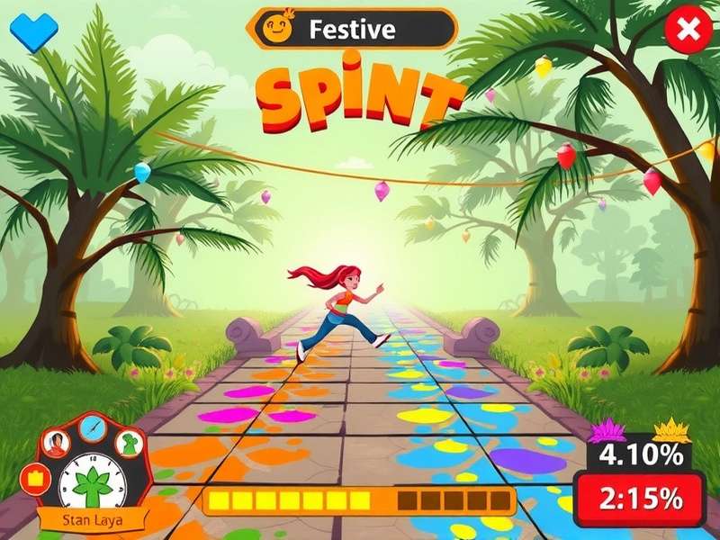 Festive Sprint Holi Gameplay Festive Sprint gameplay showing Holi colors